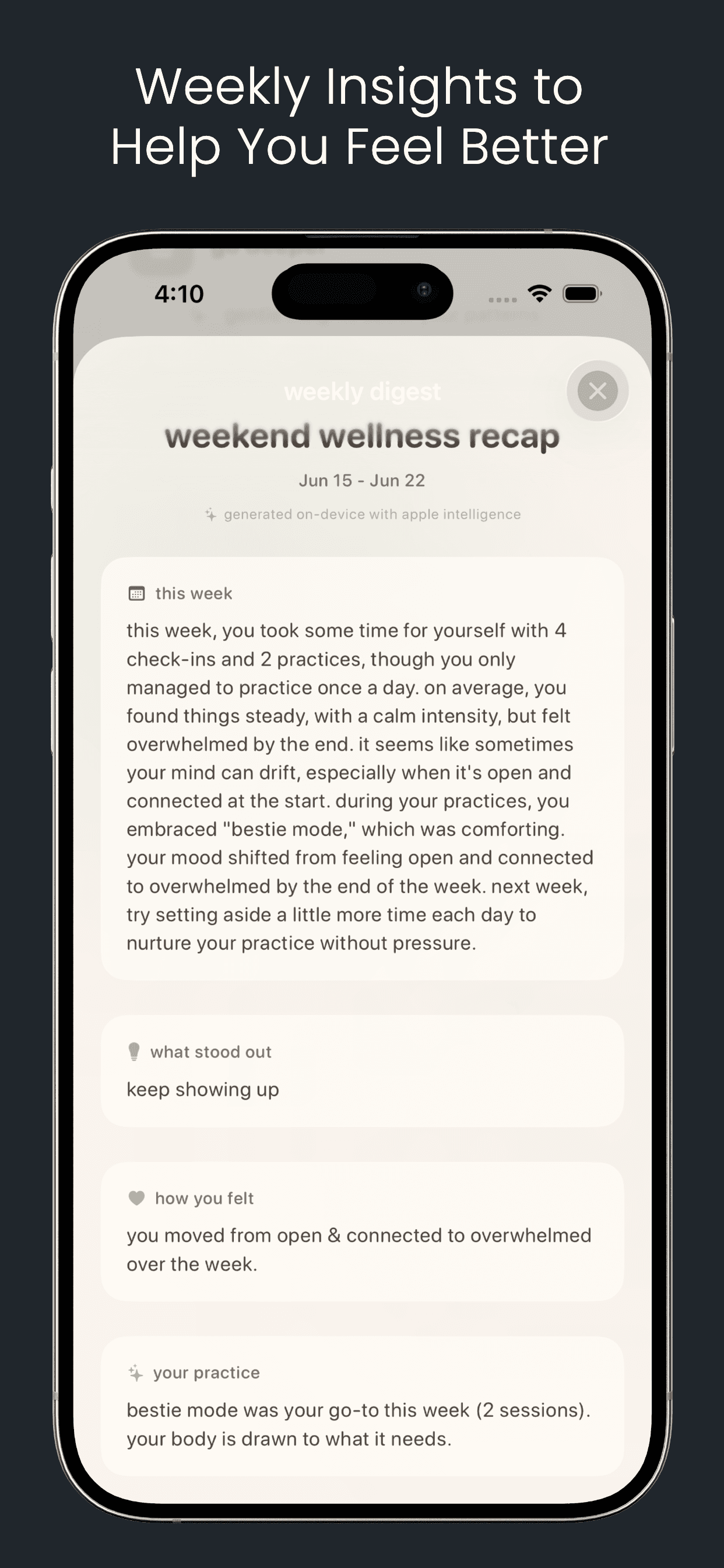 Exhale weekly insights: a recap to help you feel better over time